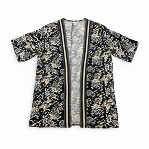 Maurices Black and Cream Floral Open Cardigan